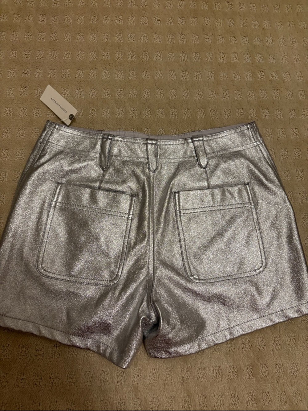 Anthropologie Metallic Silver Cargo Shorts - Picture 2 of 3